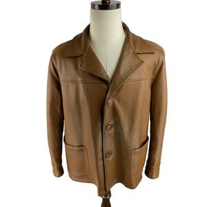 Deer Wear Mens 46 Vtg Deerskin Leather Jacket Brown 70s Cowboy Western Hunting